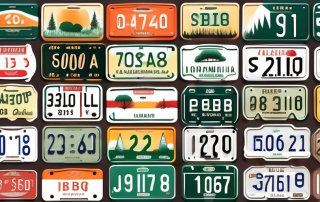 A variety of seasonal license plates creatively used in different settings