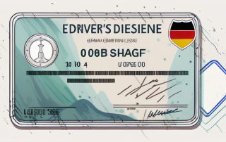 A german driver's license partially submerged in an hourglass