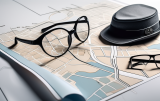 A car key placed on a road map