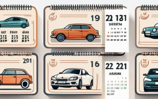 A calendar with car icons on different months