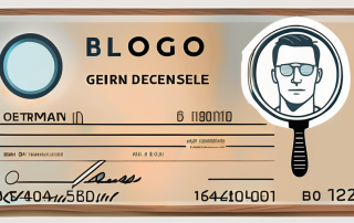 A german driver's license with a magnifying glass focusing on the license number section