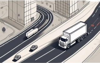 A semi-truck on a highway
