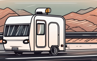 A trailer hitched to a car on a road