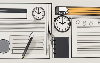 A table featuring various items required for a theory exam