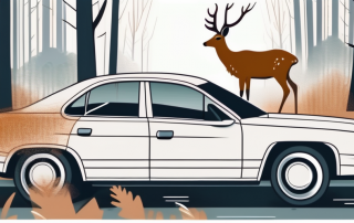 A car with visible damage on a forest road