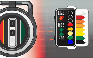 A car key next to a german traffic light showing all three colors