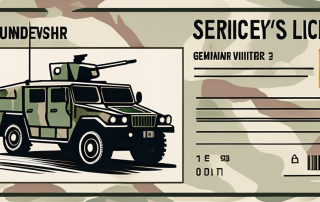 A military service driver's license placed on a camouflage background