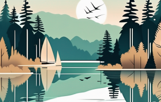 A serene lake surrounded by a forest
