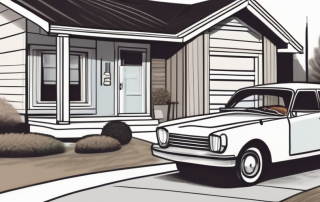 A car parked in front of a house with an open mailbox