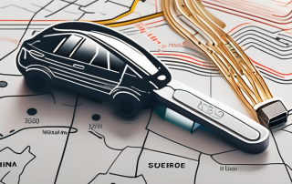 A car key positioned on top of a german map