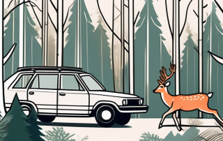 A car with minor damages in a forest setting