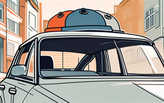 A car with a senior's cap on the roof