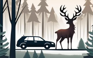 A car with minor damages in a forest setting