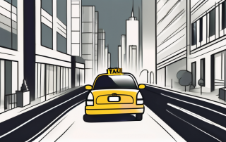 A taxi cab with a visible permit displayed on the windshield