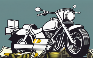 A motorcycle parked next to a stack of euro bills