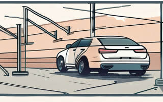 A car key on a table with a series of hurdles or obstacles leading towards it