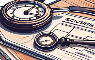 A driver's license surrounded by a stopwatch and a gavel