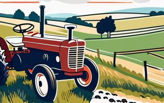 A vintage hobby tractor in a picturesque countryside setting