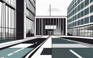 The landratsamt friedrichshafen building with a road leading towards it