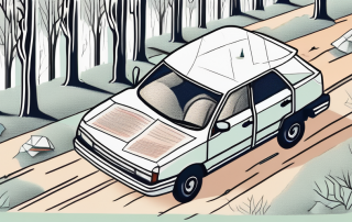 A deer darting across a forest road with a car approaching