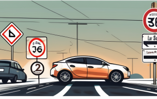 A car with "l" learner plates on a road