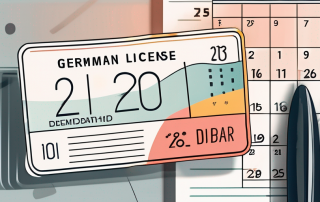 A german driver's license next to a calendar