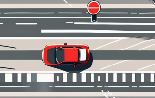A busy intersection with traffic lights in red and a car cautiously approaching it