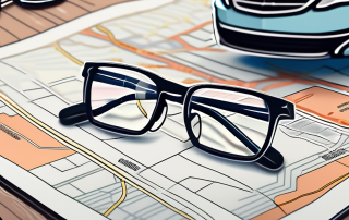 A pair of eyeglasses resting on a driving license