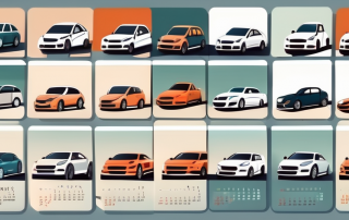A calendar with car icons spread across different seasons