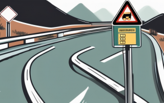 A german road with various traffic signs and a clipboard with a checklist