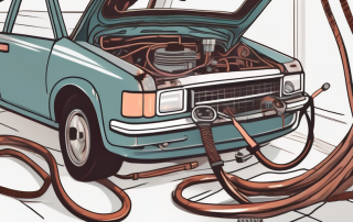 A car engine compartment with visible signs of marten damage