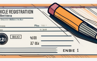 A vehicle registration document with a highlighted area indicating the address section