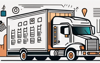 A large semi-truck with various symbols around it representing different requirements such as a checklist