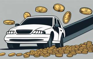 A car with euro coins flowing out of the exhaust pipe