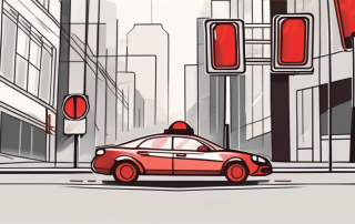 A car approaching a red traffic light