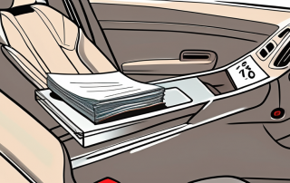A car with an open glove compartment revealing an empty slot where the vehicle registration document (fahrzeugschein) should be
