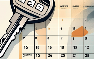 A car key on a calendar page showing the number 17