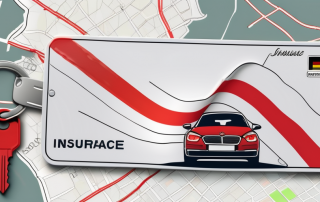 A german license plate with a red stripe (indicating it's a transfer plate)