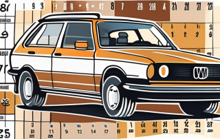 A german überführungskennzeichen (temporary license plate) on a car with a calendar in the background