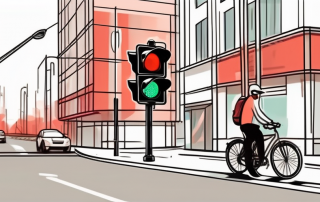 A traffic light showing the red signal