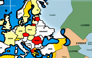 A european driving license placed on a map of europe