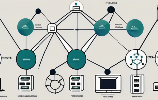 A computer network diagram highlighting different nodes