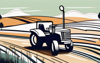 A small tractor in a rural landscape