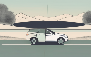 A car on the road with a split view