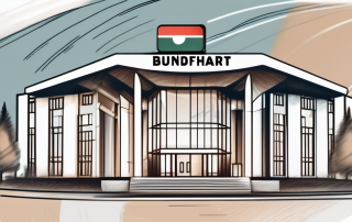 The kraftfahrt-bundesamt building with a large driver's license symbolically hovering over it