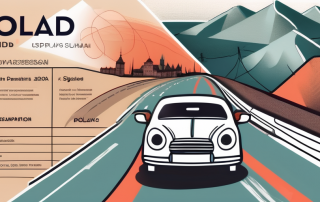 A polish driver's license next to a road map of poland