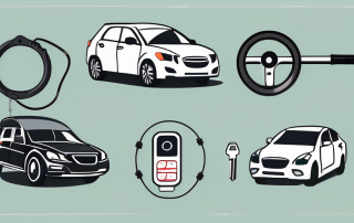 Five different car security devices (like a steering wheel lock