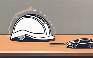 A safety helmet and a shield symbolizing protection