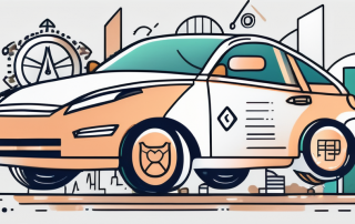 A car with a protective shield symbolizing insurance