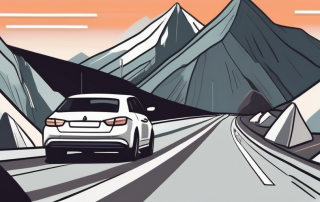 A mountain landscape with falling rocks